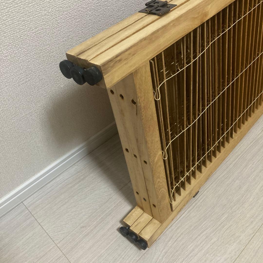 パーテーション　3連　木製　ブラインド機能付き　和風　目隠し