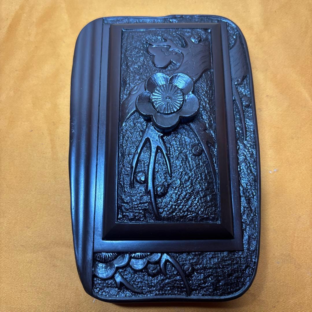 柳硯堂 赤間硯　美品　柳猛作 共蓋付き　共箱