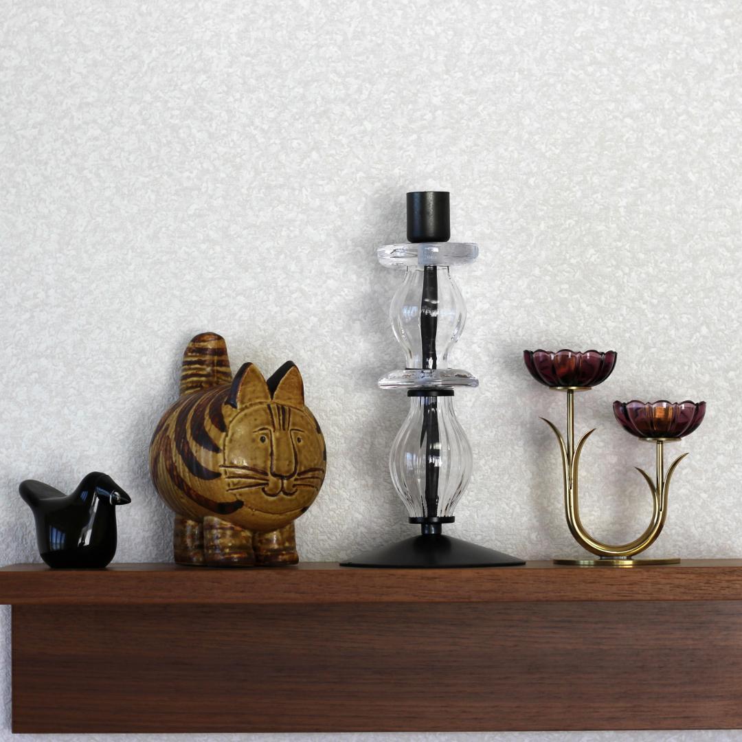 【美品・刻印】エリックホグラン　キャンドルスタンド オニオン型2段　クリア 01