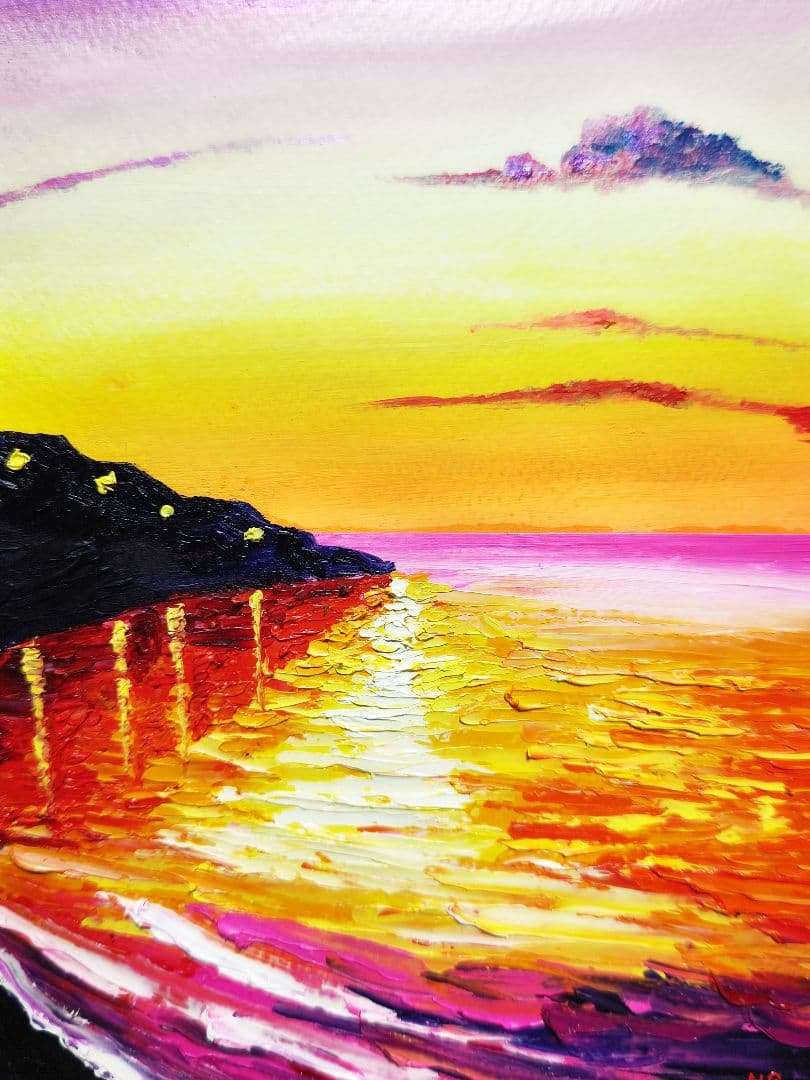 油絵 絵画 【宵の海】