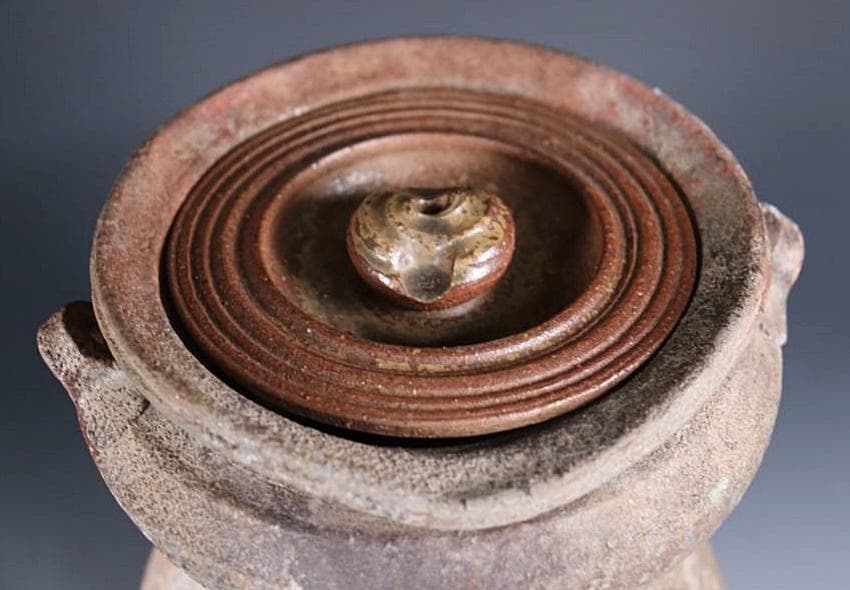 古備前　江戸後期　耳付窯変瓢水指 M323