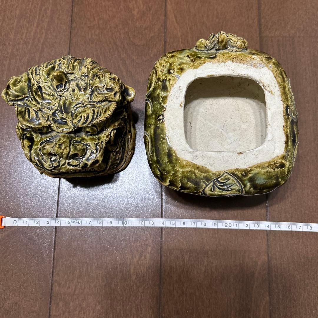 陶器製獅子香炉 約10cm