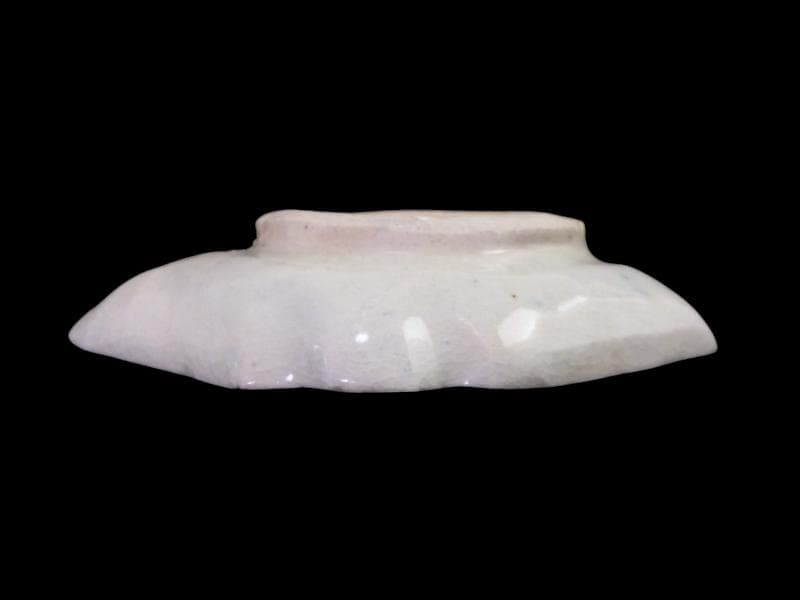古伊万里　染付　型刷印判　幾何学文様　富士型変形皿　豆皿　F140AS-fbtc