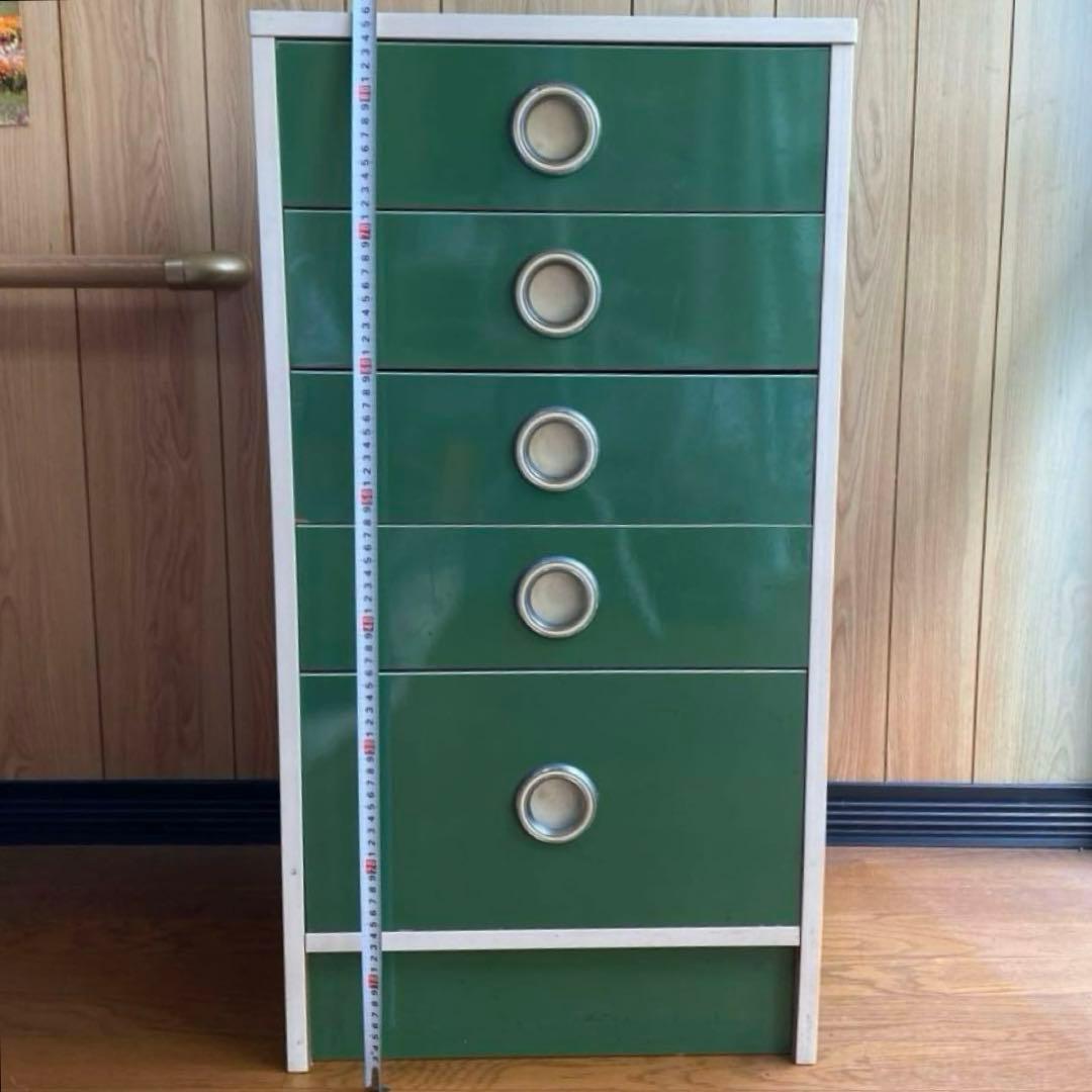【早い者勝ち‼️】5段　チェスト レトロポップ 昭和レトロ 緑 当時物
