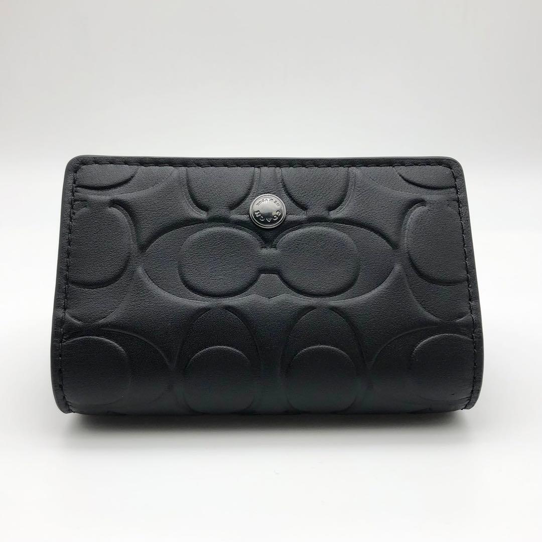COACH 大人気！！ 5リングキーケース シグネチャー レザー ブラック 新品