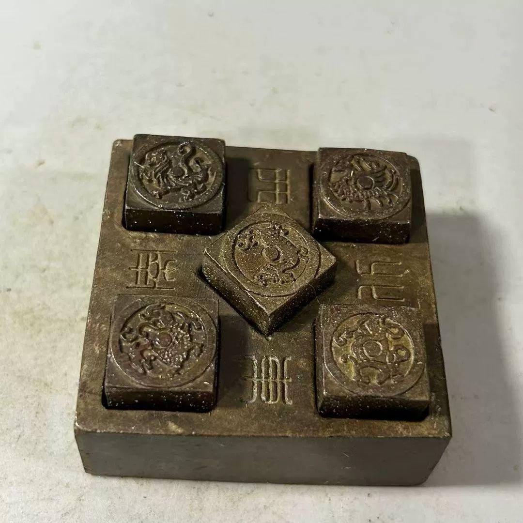 銅印章 五大神獣 印材 印鑑 書道具 文房具 装飾品 工芸品 美術品 置物