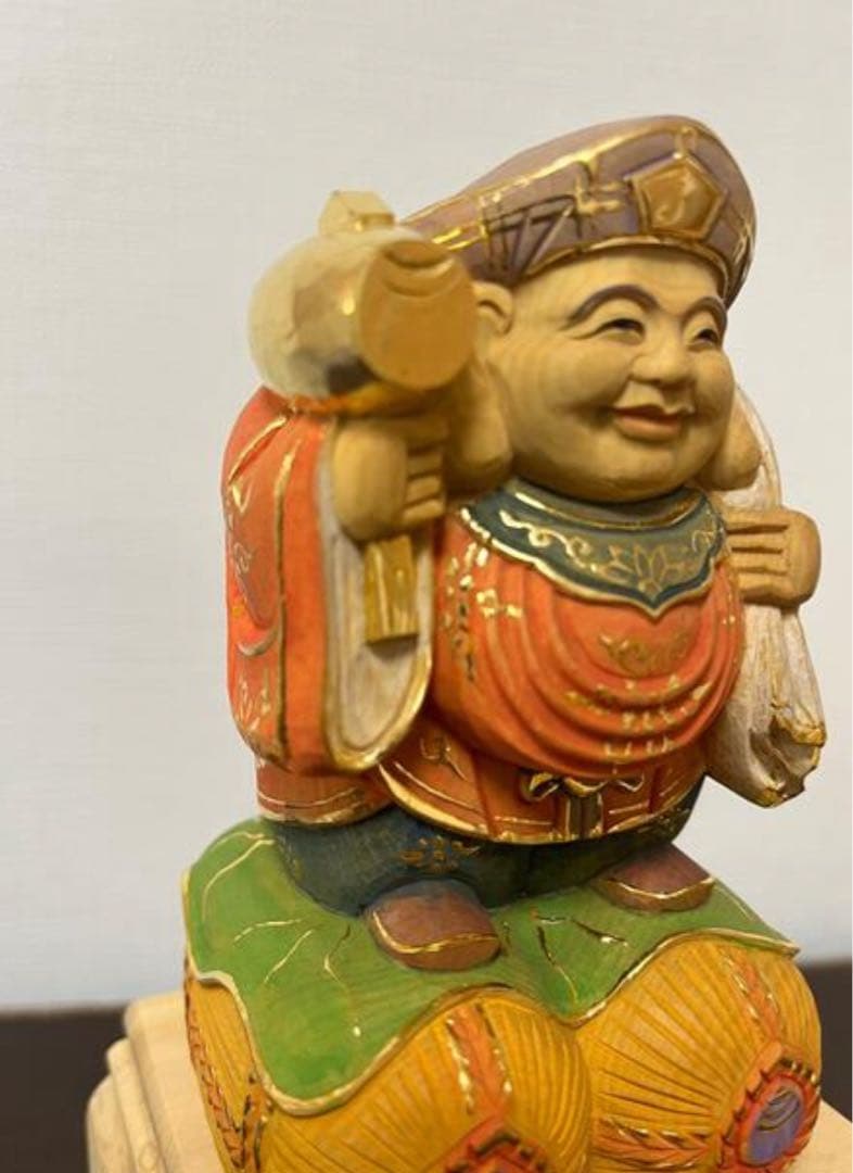 大黒天　新品　美品　仏像　木彫　商売繁盛　柘植　開運