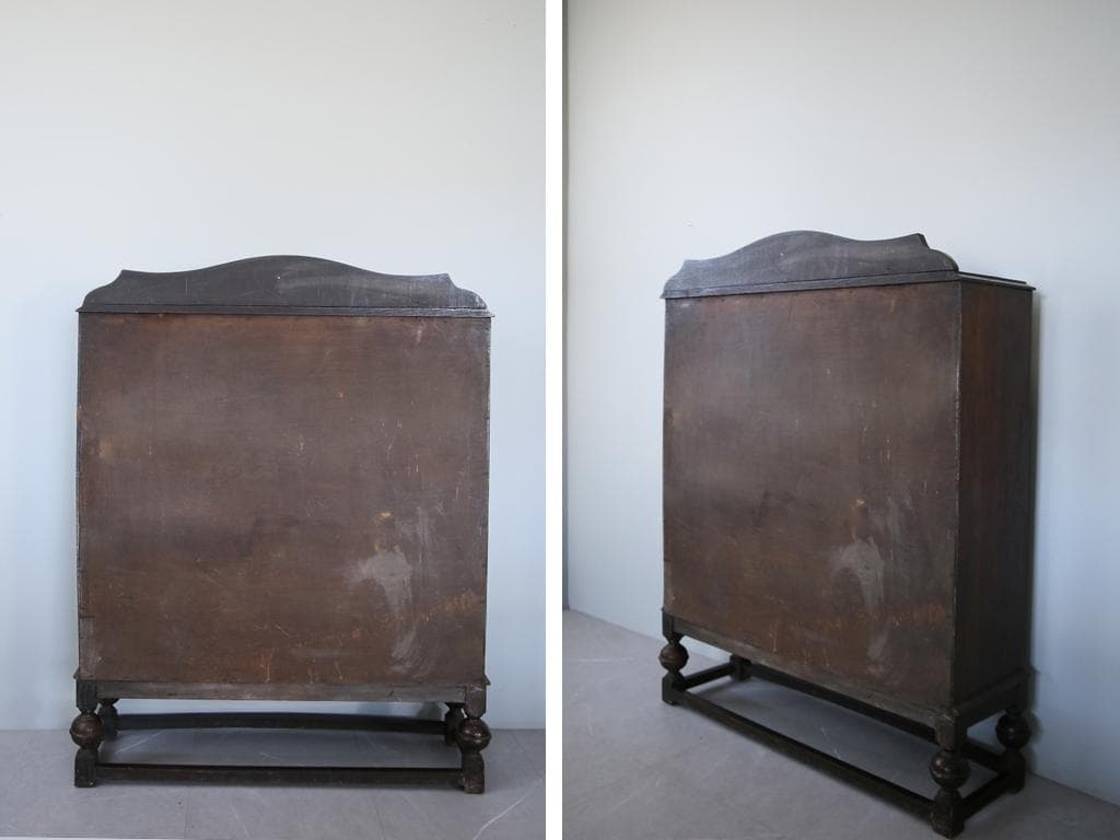 英国アンティーク木製ブックケースキャビネット/本棚/食器棚/飾り棚(91-210