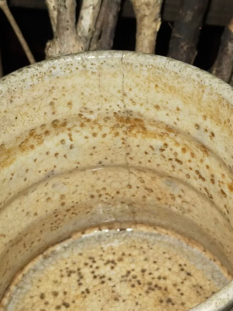 ♥古犬山　筒茶碗　ニュウあり　茶碗　茶道具　骨董　古玩