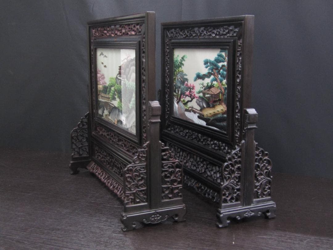 【未使用長期保管品】中国伝統工芸品 蘇州刺繍 2個セット