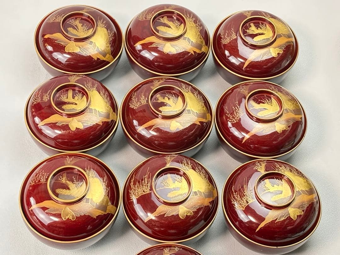 時代漆芸 金蒔絵 木製 菓子椀 吸物椀 10客セット R7112345