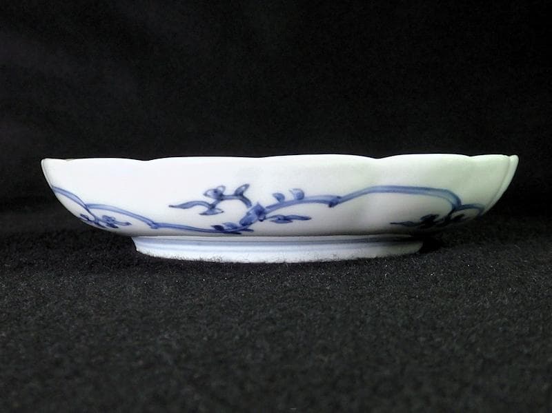古伊万里　染付　花唐草の図　５寸半皿　４枚　江戸期　D940AS-fbap