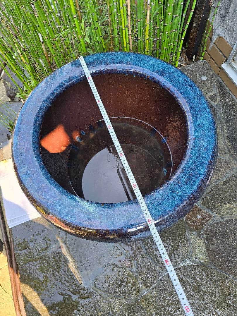 火鉢 陶器 大型 昭和レトロ アンティーク 古民具　金魚鉢 特大 睡蓮鉢 メダカ