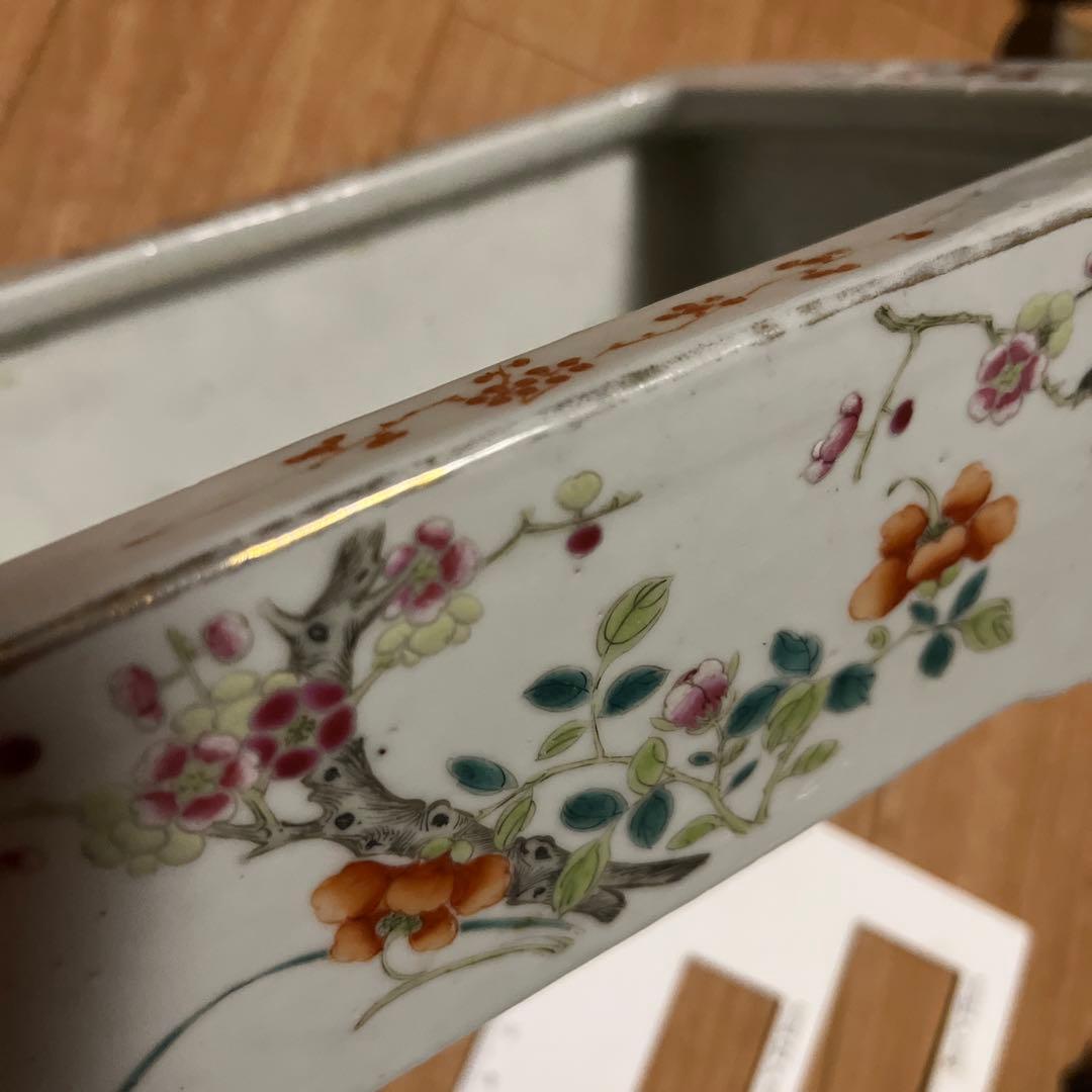 超希少　アンティーク水盤　中国骨董　陶芸長方花器　生花