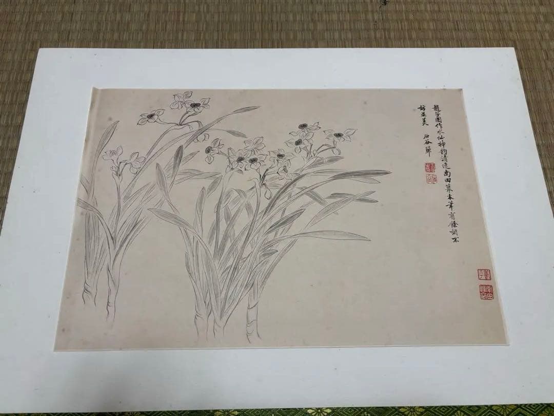 惲　壽平　水仙図（原寸大）　水墨画　清　中国　二玄社 惲 寿平