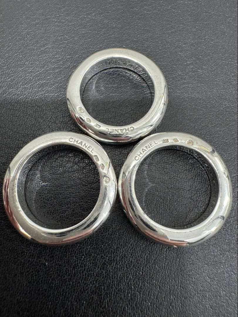 CHANEL シャネル ロゴ 3連リング SV925 ヴィンテージ13号〜14号