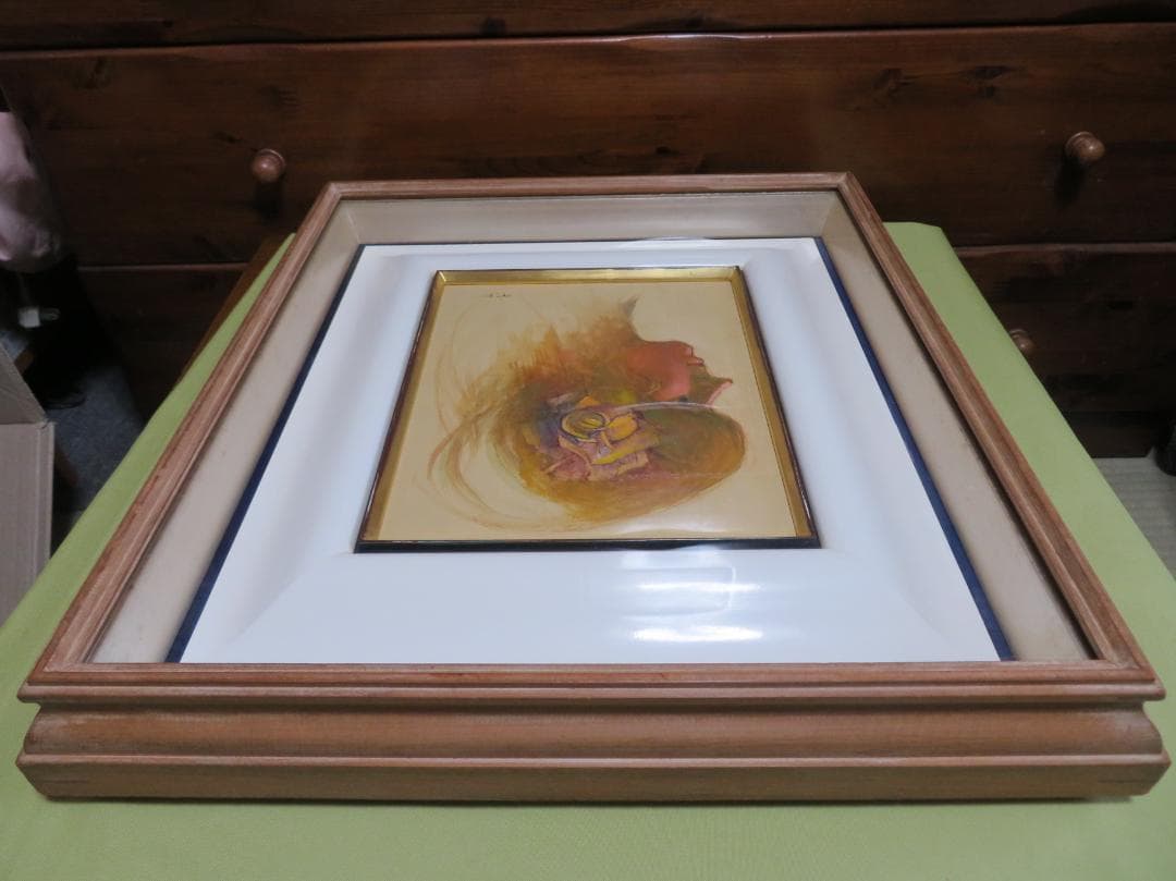 ◆ 作者不明　「少女像」（仮題）　油彩　F3号   アンティーク額◆