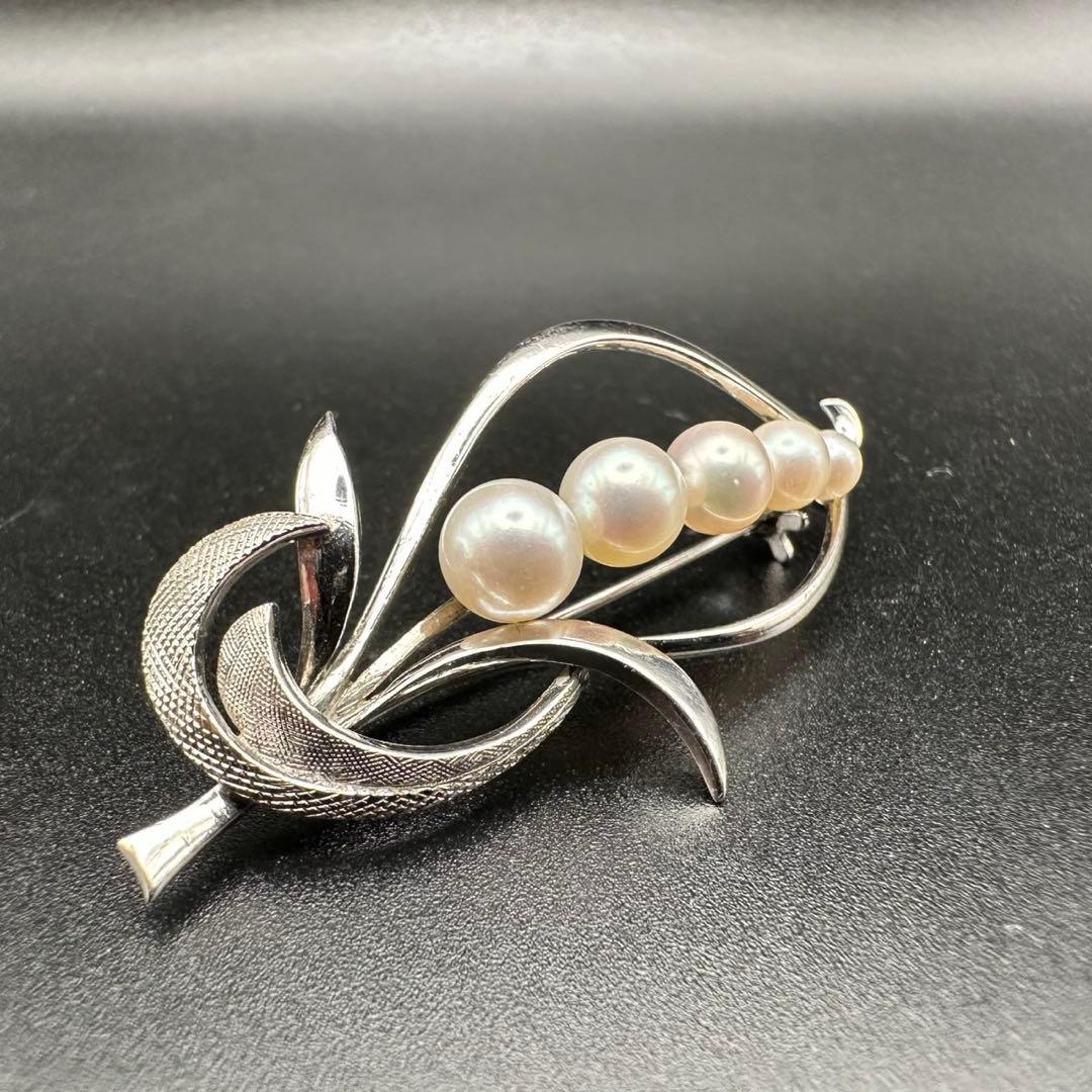 極美品✨　MIKIMOTO ミキモト　パール　ブローチ　ロゴ　刻印　1284