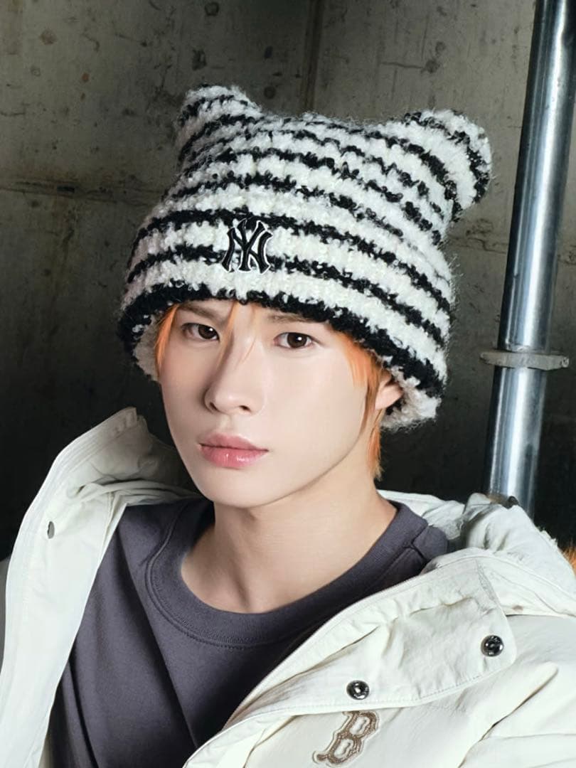 韓国限定 MLB カリナ 猫耳 ミャオン ビーニー ニット帽 aespa