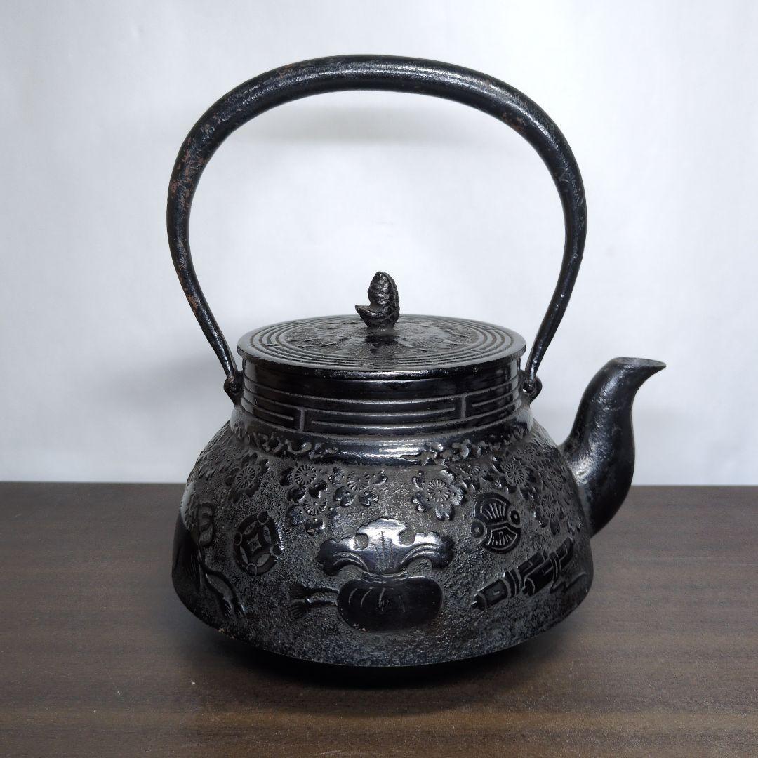 及川寛治 作 桜宝尽し文 鉄瓶 煎茶道具