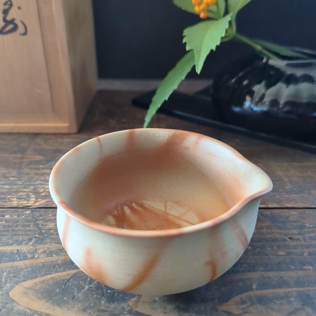 茶道具　備前焼　陶正園　木村陶峰　緋襷茶器　煎茶器揃　宝瓶　湯冷まし　湯呑み５