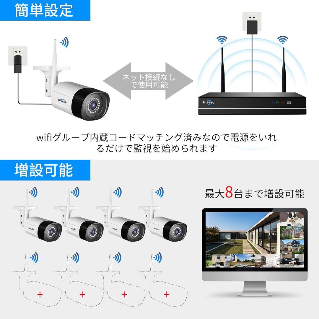 Hiseeu 防犯カメラ 4台セット 1TB