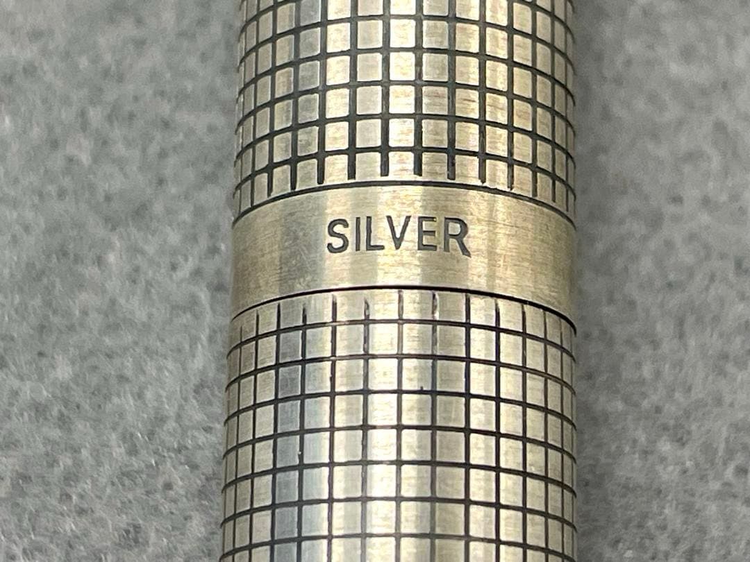 【未使用】セーラー万年筆　スターリングシルバー　18K 　＜4＞ 格子柄