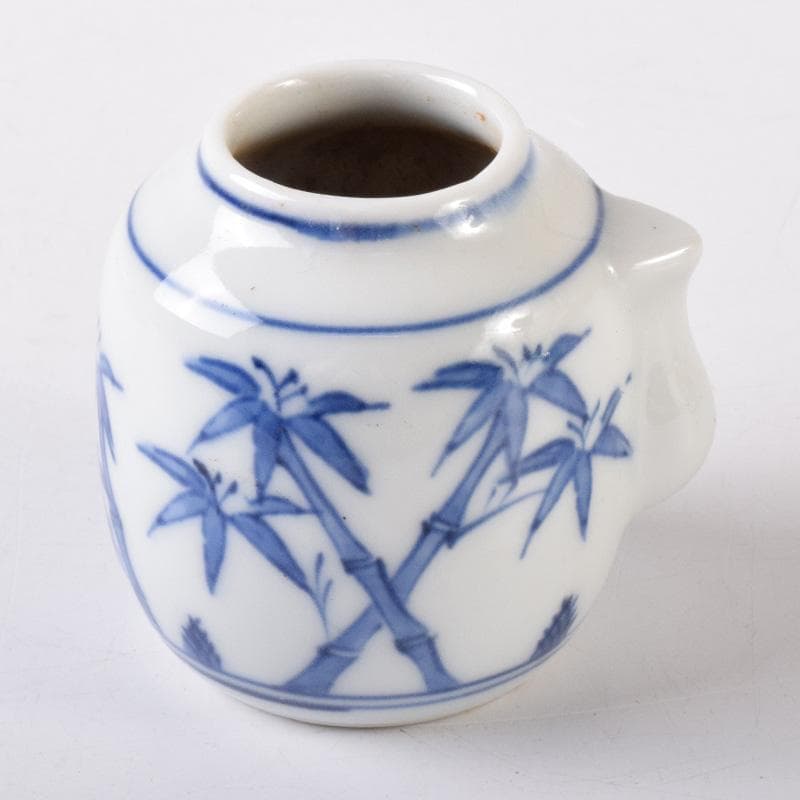 茶道具　染付　竹文　茶入　時代箱付　V　7289