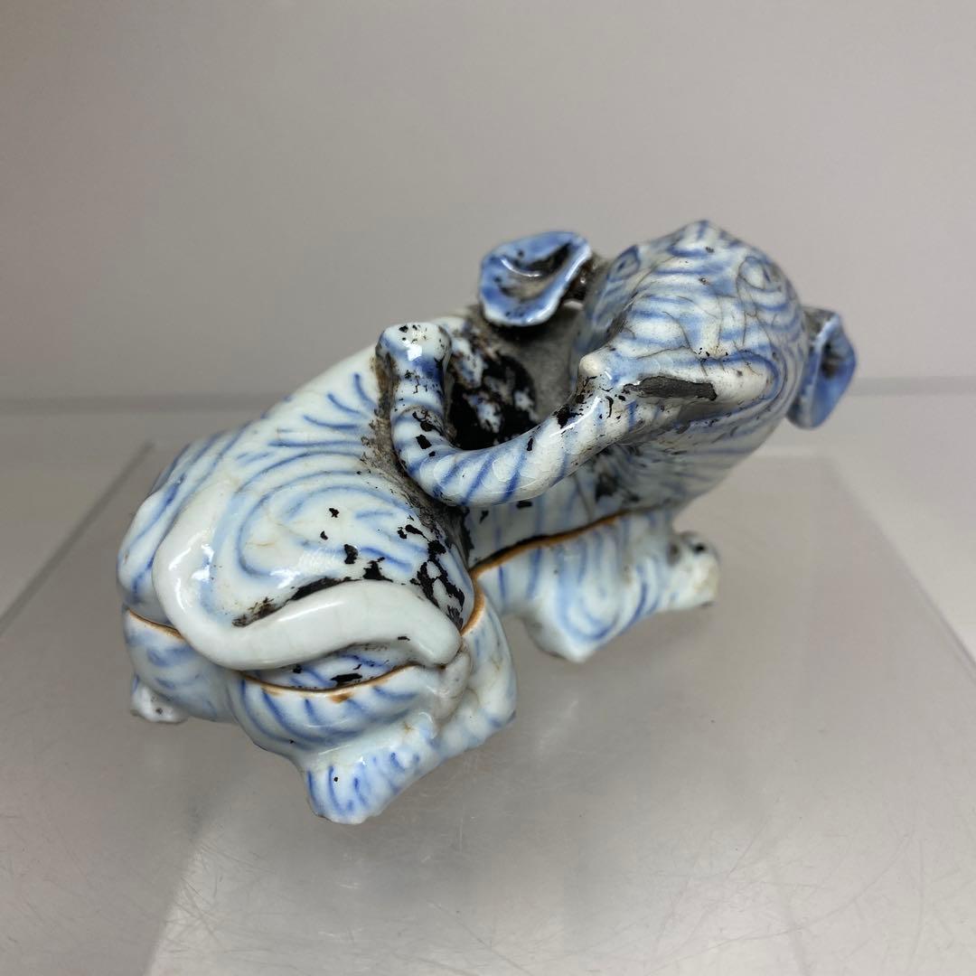李朝　青花　象文　香合　タサチ　東さ8-0128☆2F