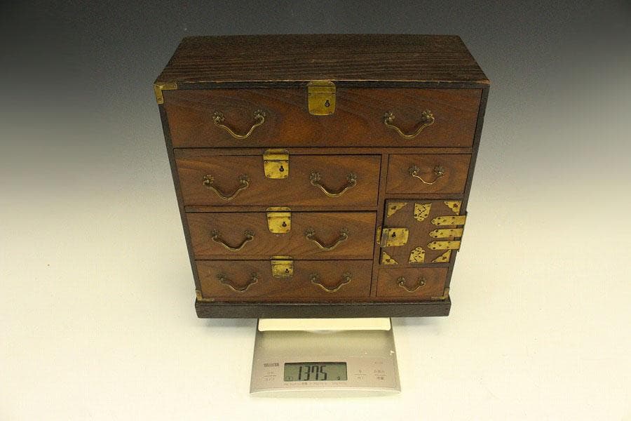 可愛い 桑材 小箪笥 引き出 小物入 和家具(LC335)