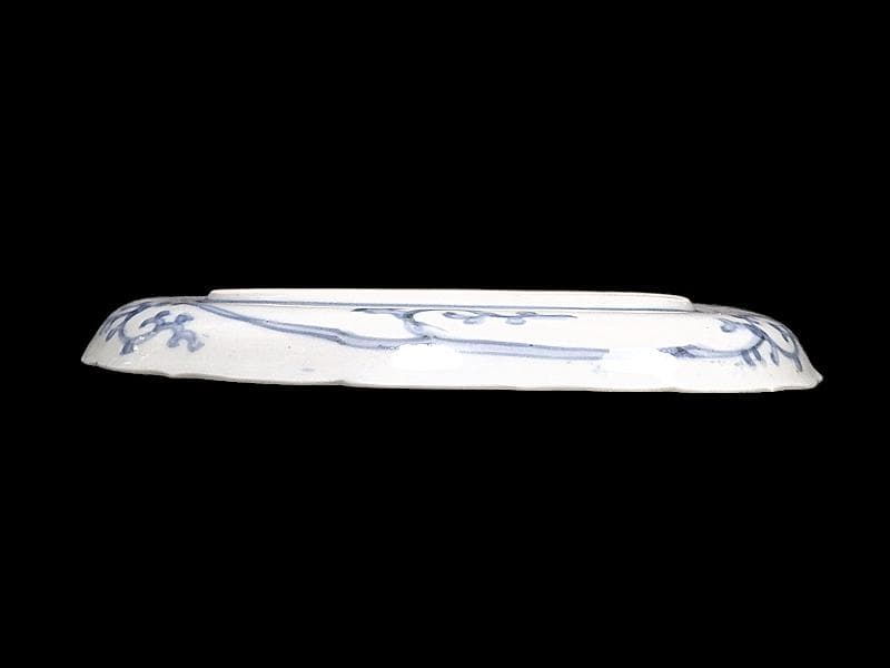 古伊万里　染付　なずな紋　霊芝紋の図　６寸皿　E611 AS-CQo