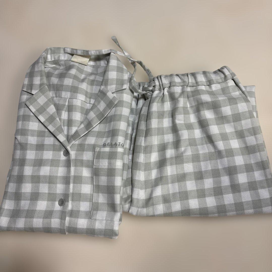 本日限定☆ジェラートピケ ギンガムチェック上下セット ミント