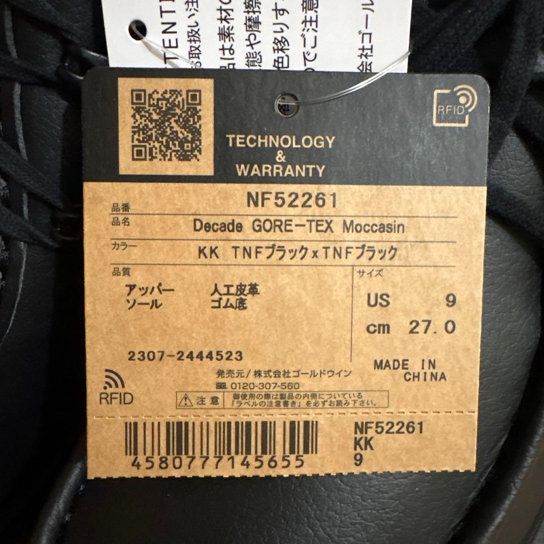 新品　ザ・ノースフェイス　ディケード　ゴアテックス　モカシン　シューズ　27cm