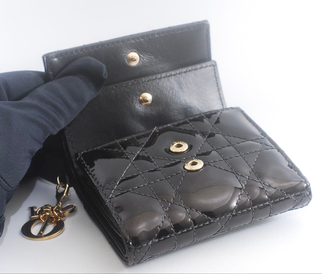 DIOR＊レディ ディオール＊エナメル＊ロータスウォレット＊カナージュ＊財布