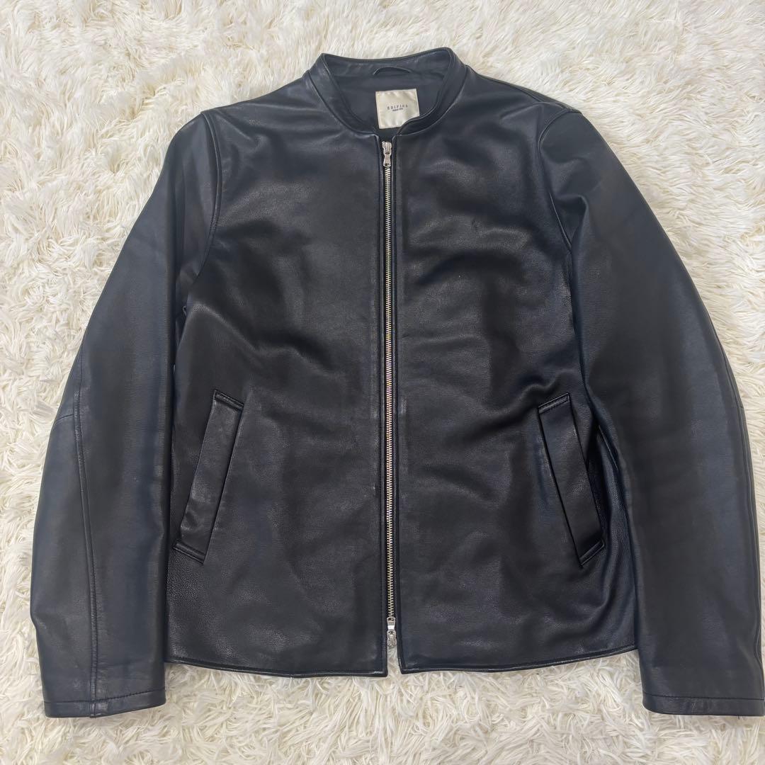 エディフィス XL ラムレザー シングルライダースジャケット 黒 大きいサイズ