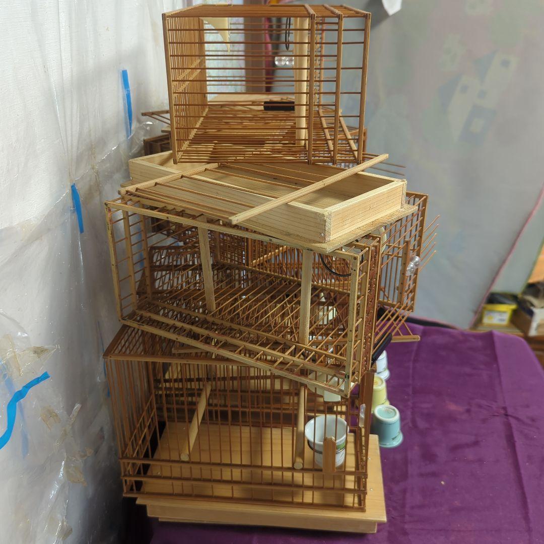 130　 鳥籠６個＆6羽用寝桶（総桐板製）