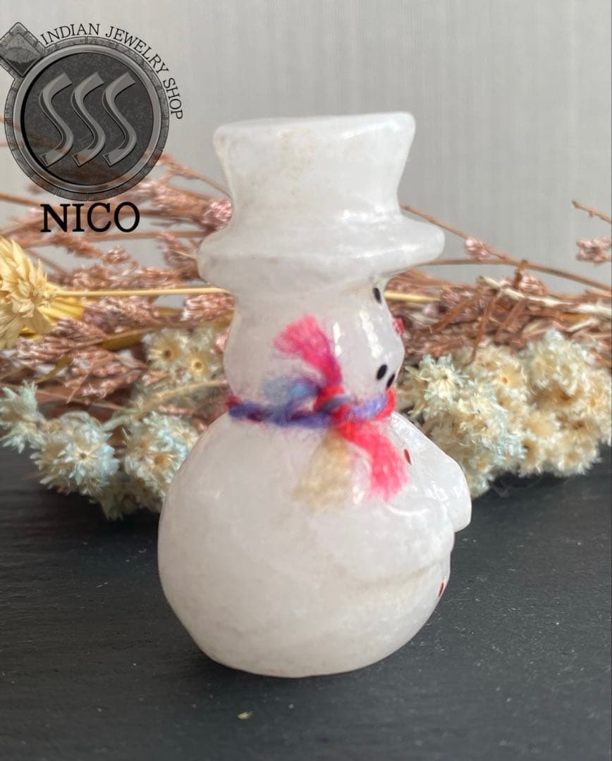 新品　ズニ族　Zuni　フェティッシュ　スノーマン　インディアンジュエリー