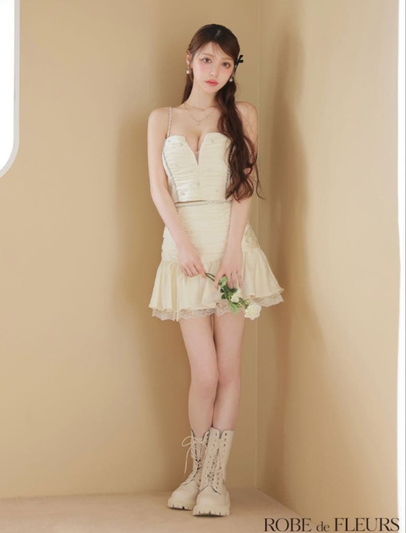 ROBE de FLEURS ドレス　アイボリー　Sサイズ