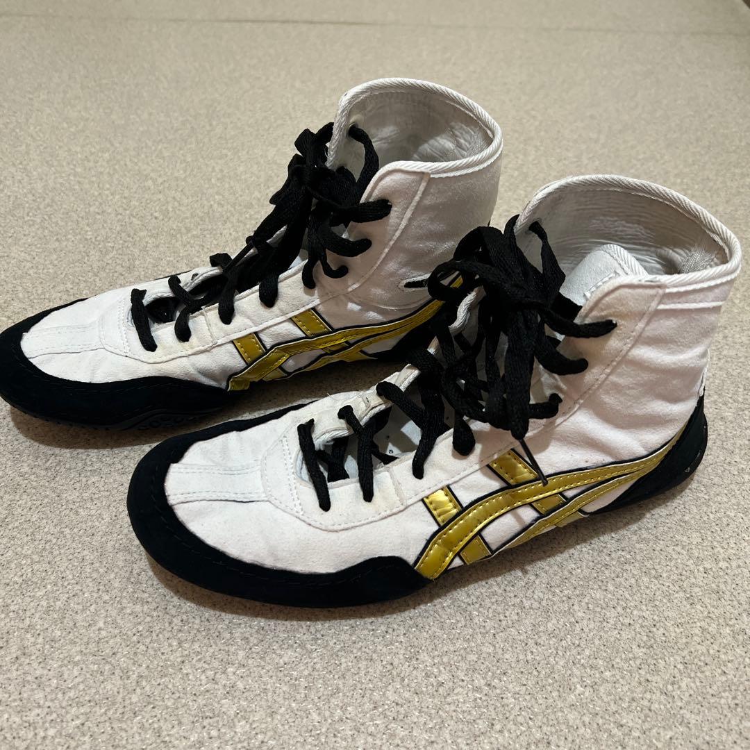 特注 アシックス asics レスリング ボクシングシューズ ホワイトゴールド