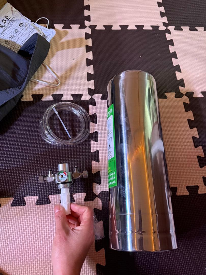 4L 自作CO₂ボンベ ＋ 2口手動バルブ ※ホースおまけ付き