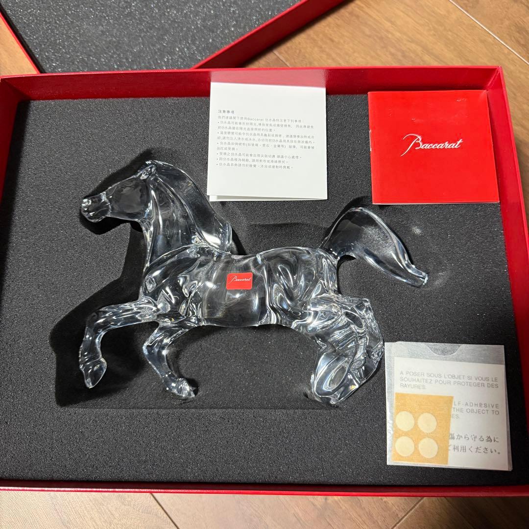 Baccarat 馬のクリスタル彫刻　いななく馬