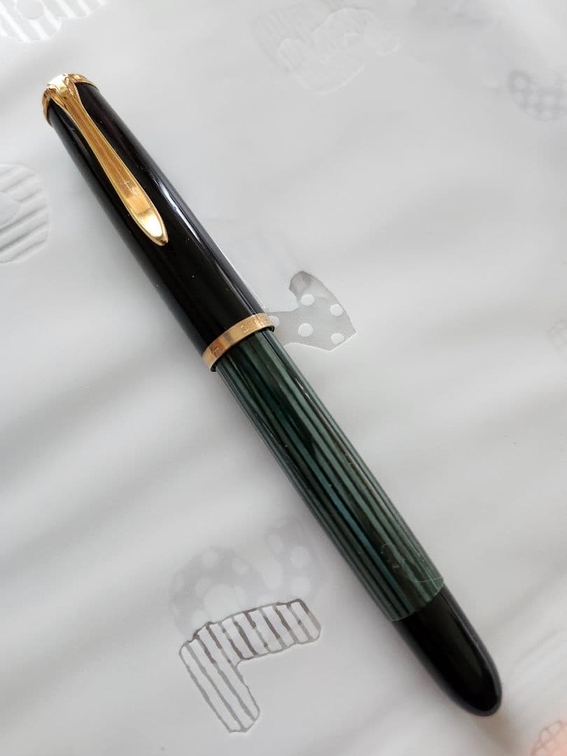 '50s'60sペリカン400NN ブラック/グリーンストライプ 万年筆 14金