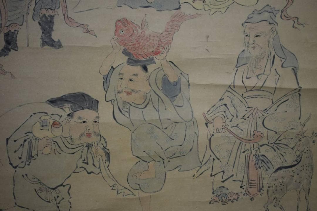 模写/柴田是眞/七福神図/布袋屋掛軸HE-600