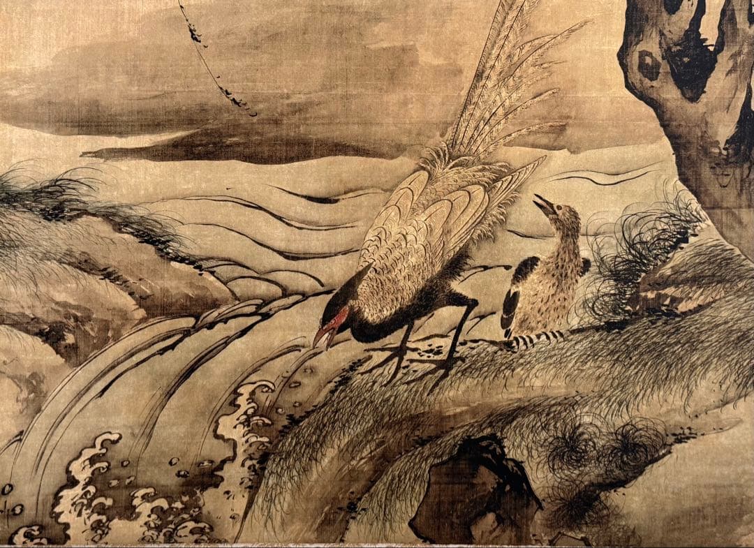 中国　明時代　汪肇　柳禽白鷳圖　絹本　原色複製　◇検故宮博物館◇ 一鼎軒0926