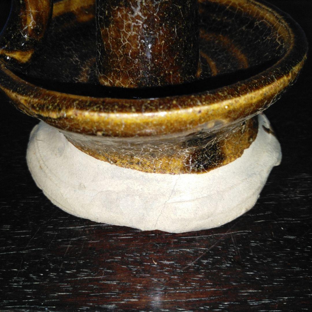NO596 さつま飴釉灯器　江戸　灯火器　灯火具　時代物