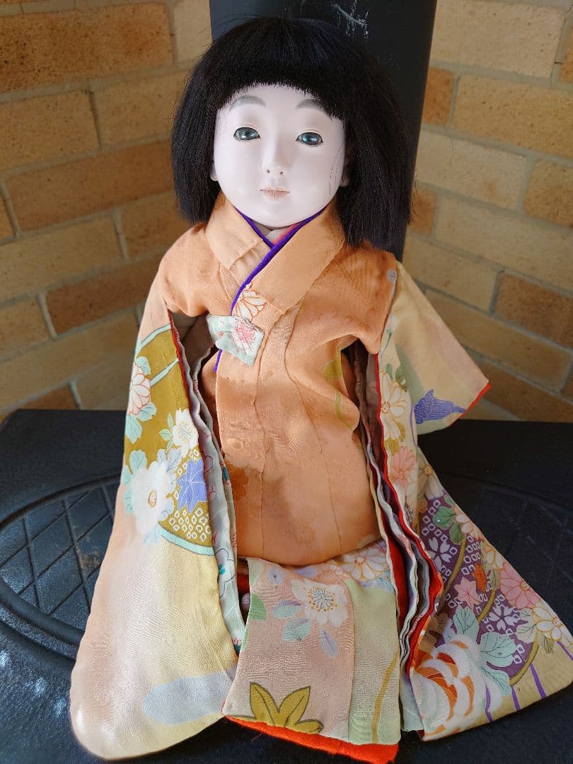 極上　市松人形 大正から昭和初期　爪切りつき　白木屋特製　羽衣　人毛　約42cm