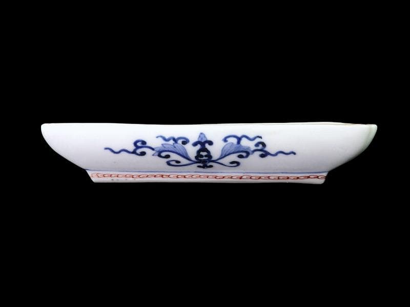 大聖寺伊万里　金襴手　龍に鳳凰　山水紋の図　長皿　356AS-DBl