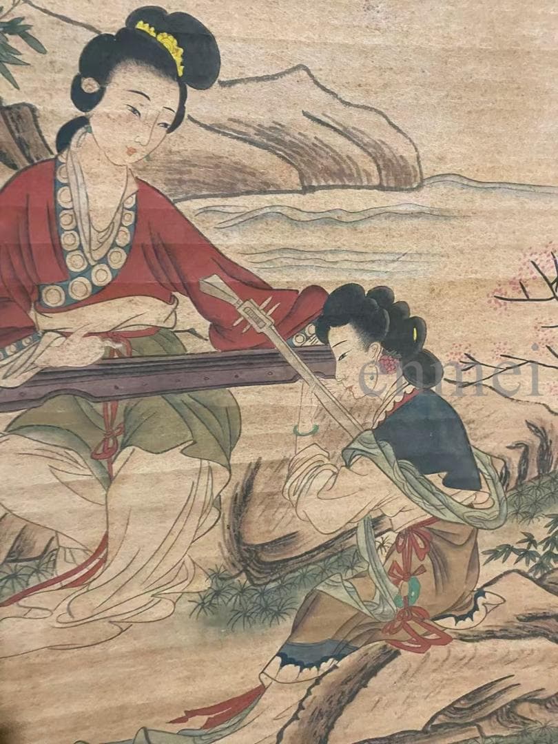 中国古美術・旧藏・南宋風・夏圭款・人物図・手描き中堂画・掛軸・宣紙・書画・骨董