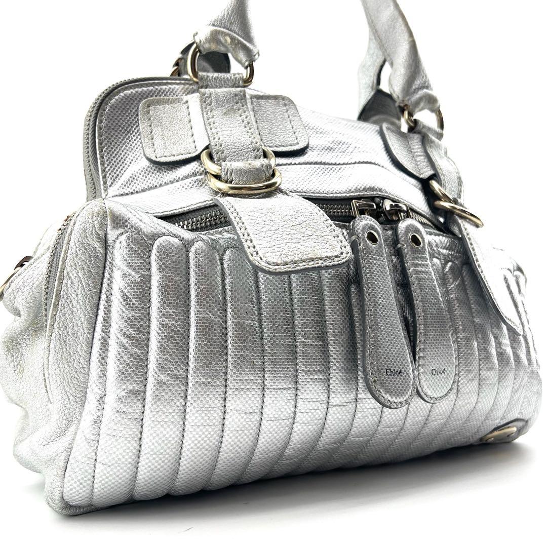 Chloe　ベイ　ハンドバック　肩掛け　シルバー　メタル　Y2K　シボ革