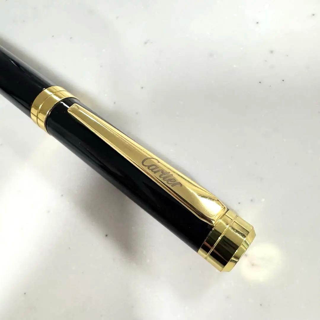 カルティエ Cartier ボールペン 黒 金 ブラック ゴールド